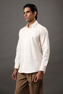 Café Cream Solid Shirt