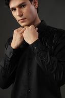 Noir Cascade Hand Embroidered Shirt