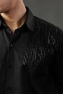 Noir Cascade Hand Embroidered Shirt