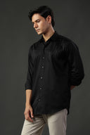 Noir Cascade Hand Embroidered Shirt
