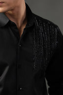Noir Cascade Hand Embroidered Shirt