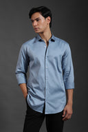 Steel Blue Satin Shirt