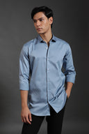 Steel Blue Satin Shirt