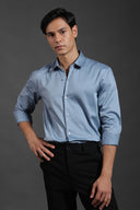 Steel Blue Satin Shirt