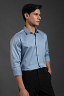 Steel Blue Satin Shirt