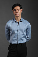 Steel Blue Satin Shirt