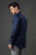 Blue Empire Satin Shirt