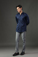 Blue Empire Satin Shirt